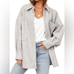 Womens Amazon Fall Oversized Long Sleeve Shacket Jacket Button Down
